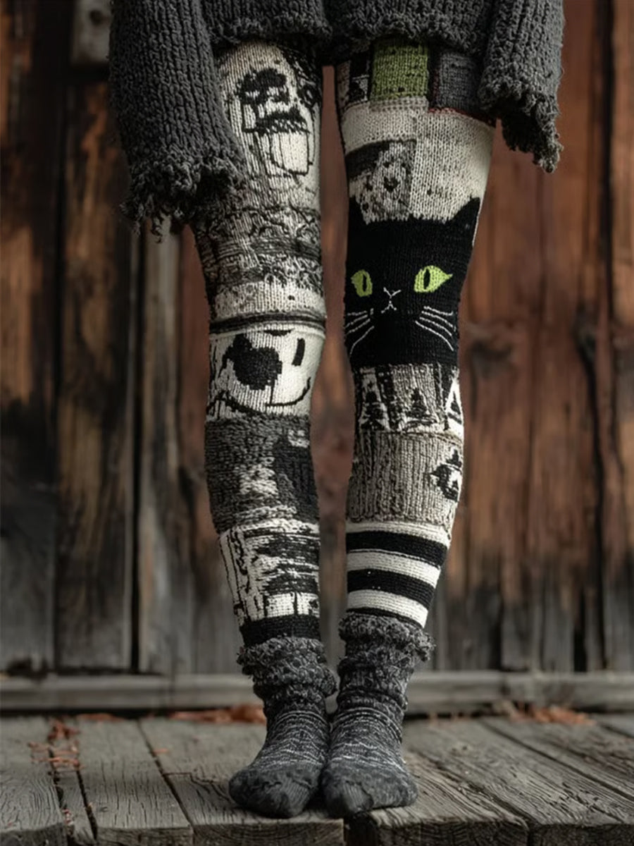 Damen-Halloween-Patchwork-Leggings