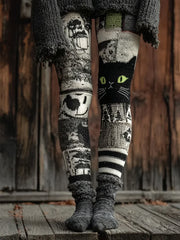 Damen-Halloween-Patchwork-Leggings