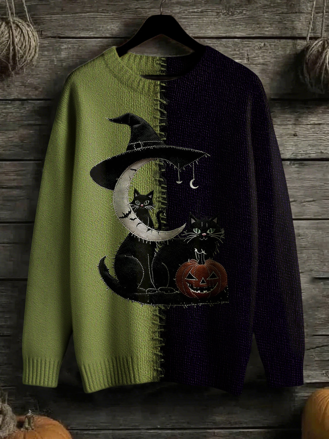 Frauen Halloween genähter Kunstdruck Pullover