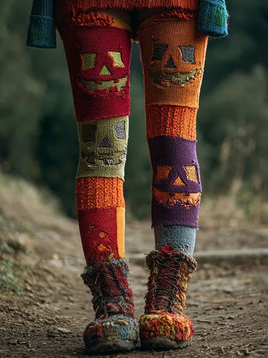Damen-Halloween-Patchwork-Leggings