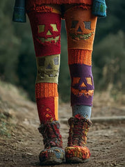 Damen-Halloween-Patchwork-Leggings