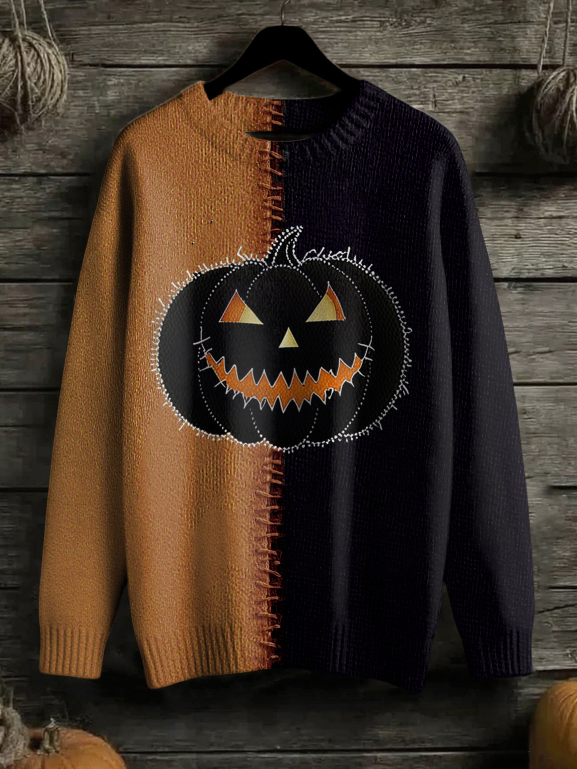 Frauen Halloween genähter Kunstdruck Pullover