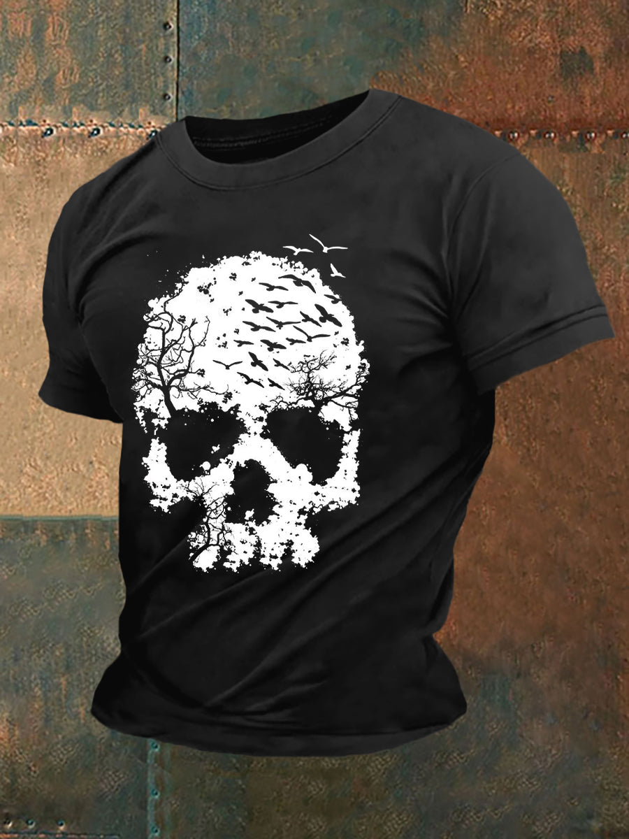 Kurzärmliges T-Shirt für Männer Halloween-Schädel