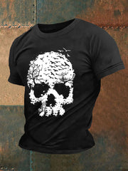 Kurzärmliges T-Shirt für Männer Halloween-Schädel