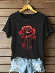 Frauen Halloween Blutrote Rose T-Shirt