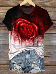 Frauen Halloween Blutrote Rose T-Shirt