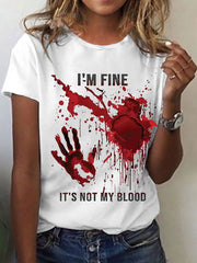 Frauen Lustiges Ich bin FEIN Blut beflecktes, lässiges Kurzarm-T-Shirt