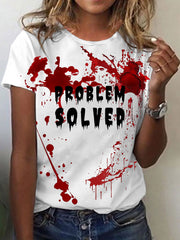 Lustiges PROBLEM für Frauen Gelöstetes, blut beflecktes, lässiges Kurzarm-T-Shirt