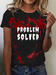 Lustiges PROBLEM für Frauen Gelöstetes, blut beflecktes, lässiges Kurzarm-T-Shirt