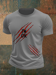 Herren Lustiges Halloween Ich bin OK Scratch Print Casual T-Shirt