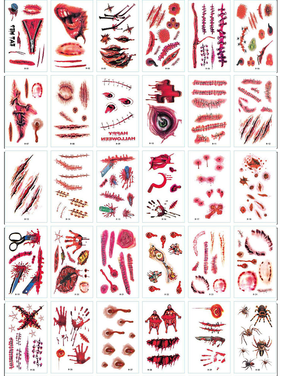 Halloween Tattoo Aufkleber (Set von 30 Blättern)