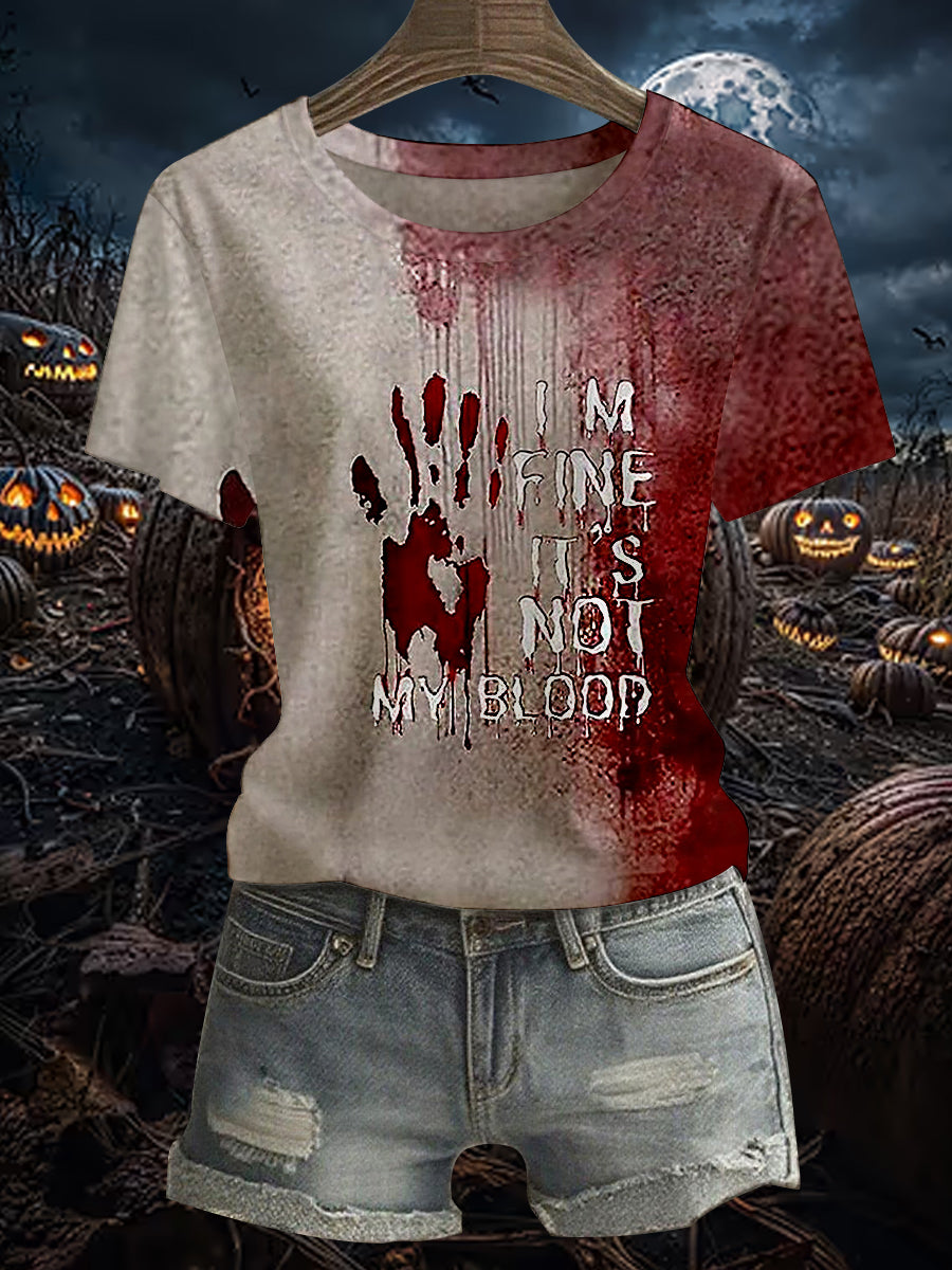 Frauen Lustiges Ich bin FEIN Blut beflecktes, lässiges Kurzarm-T-Shirt