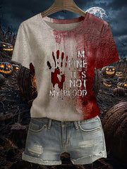 Frauen Lustiges Ich bin FEIN Blut beflecktes, lässiges Kurzarm-T-Shirt