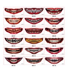 Halloween Horror Big Mouth Thriller Make-up Aufkleber (1 Set von 18 Bildern)