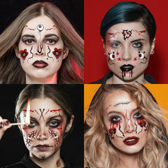 Halloween Horror Scar Make-up Aufkleber (1 Set von 8 Bildern)