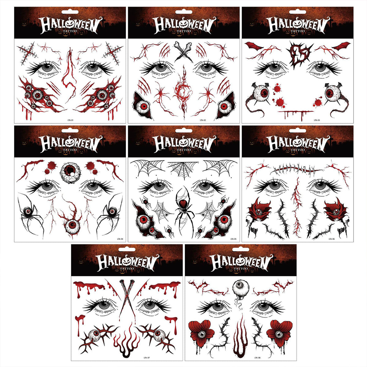 Halloween Horror Scar Make-up Aufkleber (1 Set von 8 Bildern)