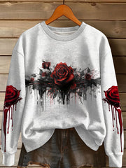 Frauen Halloween Gothic Blutrote Rose Sweatshirt