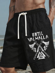 Herren-Shorts aus Leinen mit Viking-Print
