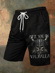 Herren Val halla Viking Print Freizeit shorts