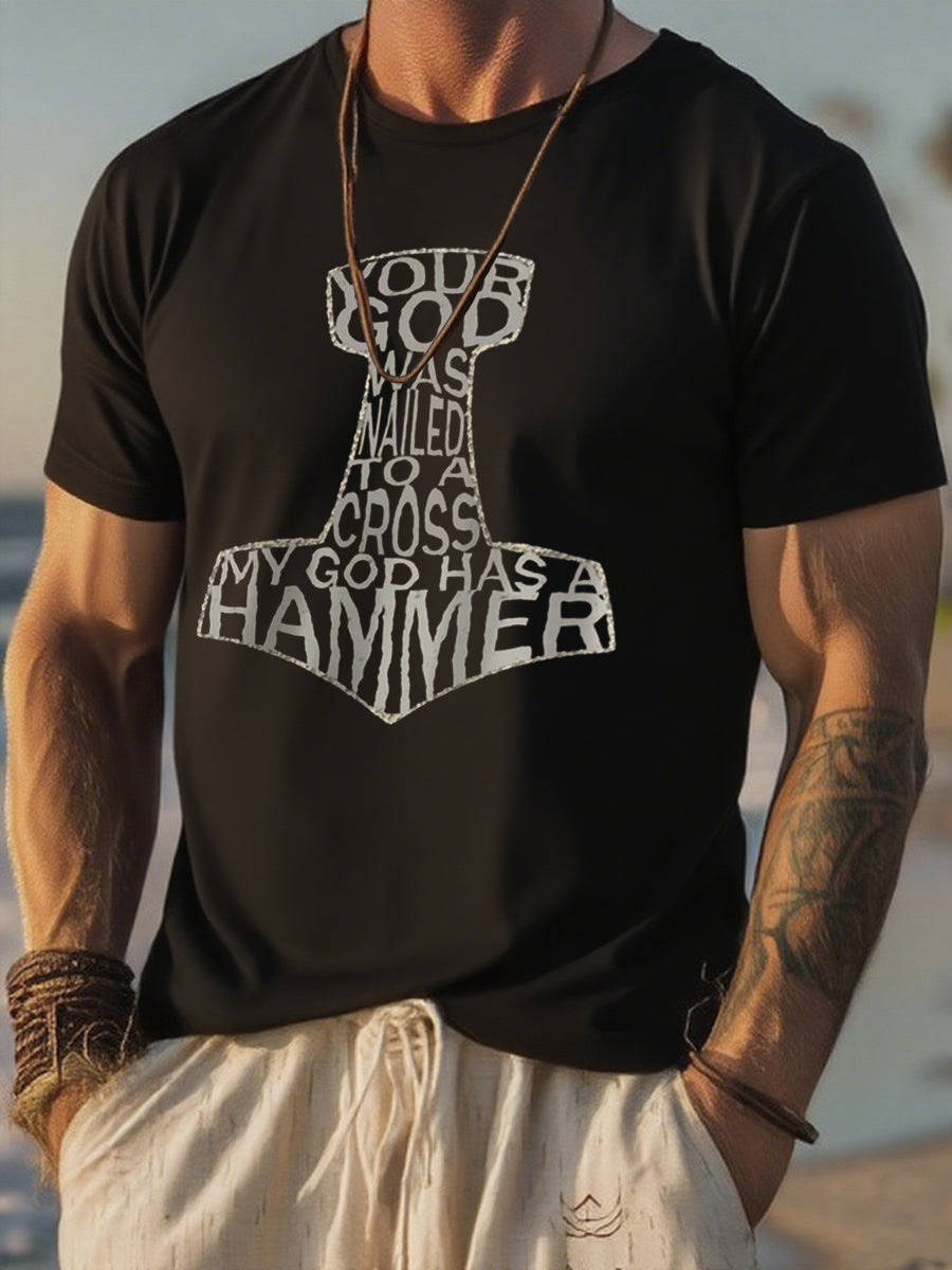 Herren T-Shirt mit kurzen Ärmeln Viking Print