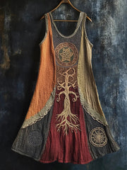 Damen nordische Mythologie Baum des Lebens Vintage Spitze Tank Kleid