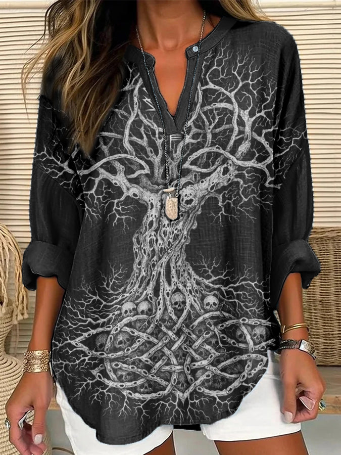 Frauen Vintage Viking Keltischer Knoten Kunst Baumwoll top