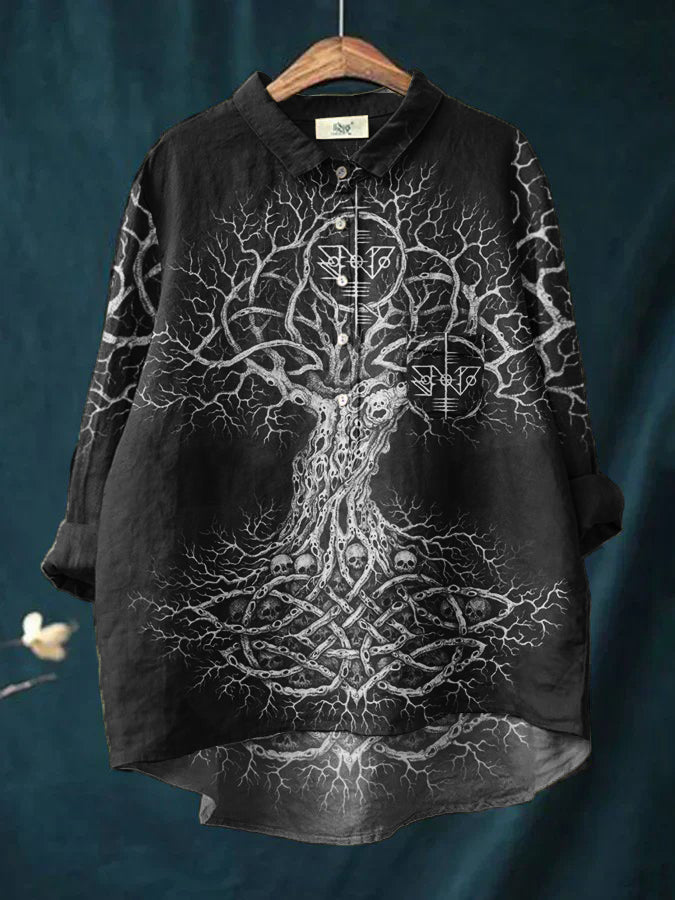 Frauen Vintage Viking Keltischer Knoten Kunst Baumwoll top