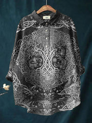 Frauen Vintage Viking Keltischer Knoten Kunst Baumwoll top
