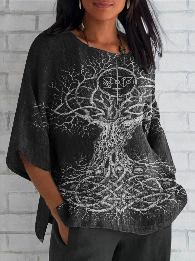 Frauen Vintage Viking Keltischer Knoten Kunst Baumwoll top