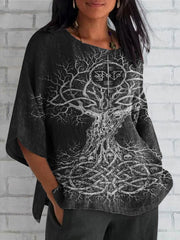 Frauen Vintage Viking Keltischer Knoten Kunst Baumwoll top