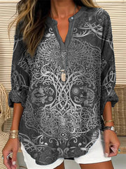 Frauen Vintage Viking Keltischer Knoten Kunst Baumwoll top