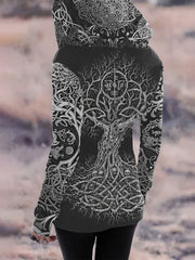 Frauen Vintage Viking Keltischer Knoten Steigung Kunst Baumwolle Hoodie