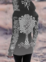 Frauen Vintage Viking Keltischer Knoten Steigung Kunst Baumwolle Hoodie