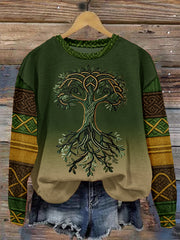 Damen Vintage Tree of Life Celtic Dick Stitching Bequeme Strick-Hoodie