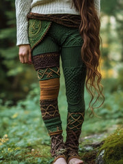 Damen Vintage Celtic Chunky Patchwork Gemütliche Strick leggings