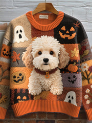 Pelziger Hund Bestickte Gemütliche Strick pullover für Damen