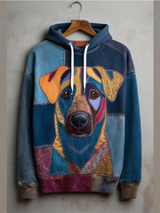 Herren Tier Hund Drop-Schulter-Hoodie (keine Taschen)