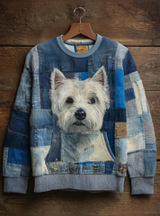 Damen-Jeans-Hunde-Print lässig Sweatshirt