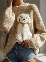 Frauen Fuzzy Dog Filz Gemütliche Strick pullover