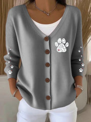 Damen Hunde patze mit Herz gestrickte Strickjacke