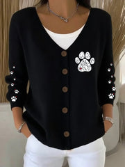 Damen Hunde patze mit Herz gestrickte Strickjacke
