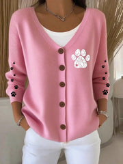 Damen Hunde patze mit Herz gestrickte Strickjacke