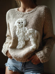 Frauen Fuzzy Dog Filz Gemütliche Strick pullover