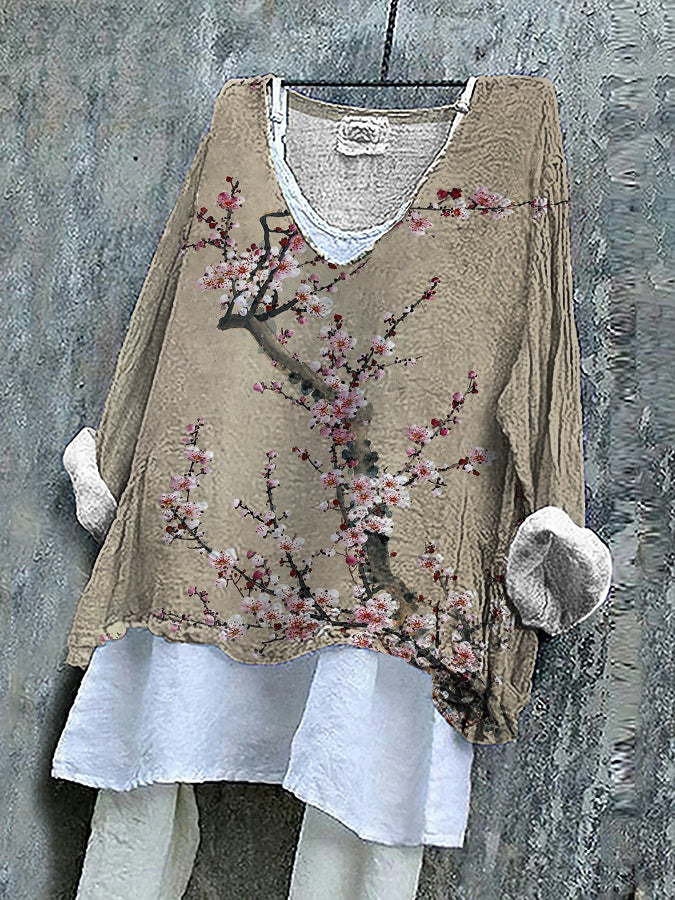 Damen japanische Kunst bedrucktes Top