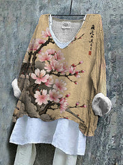 Damen japanische Kunst bedrucktes Top
