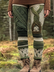 Frauen Natur Baum inspirierte Steigung keltische gemütliche gestrickte Leggings