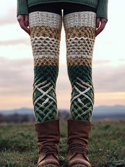 Damen Vintage St. Patrick's Gradient Geometry Gemütliche Strick leggings
