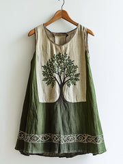 Frauen Wikinger Baum des Lebens keltisches Knoten muster Kunst Leinen ärmel los Top