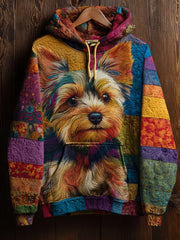 Vintage Patchwork Hunde druck Kunst Casual Hoodie