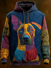 Vintage Patchwork Hunde druck Kunst Casual Hoodie
